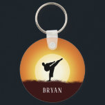 Kickboxing - Karate Keychain<br><div class="desc">Customized Kickboxing - Karate Keychain with sun on the background.</div>