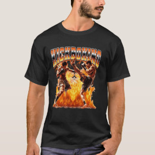 Kickboxing Kickboxer Flames 90s Bootleg Style T-Shirt