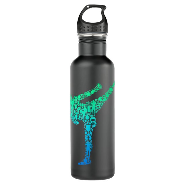 Kickboxing Kickboxer Karate Kids Boys Men 680 Stainless Steel Water Bottle (Front)