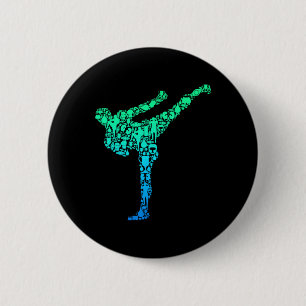 Kickboxing Kickboxer Karate Kids Boys Men  Button