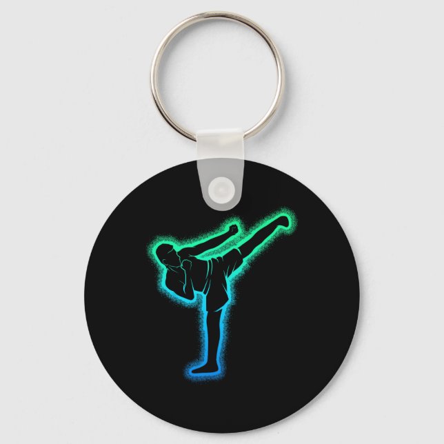 Kickboxing Kickboxer Karate Taekwondo Kids Boys Me Keychain (Front)