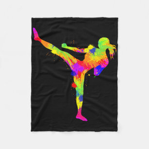 Kickboxing Kickboxer Karate Women Girls Kids  Fleece Blanket