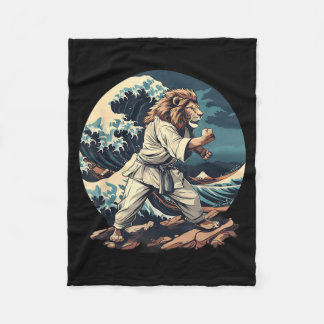 Kickboxing Lion Waves Taekwondo Jiu-Jitsu Mma Lion Fleece Blanket