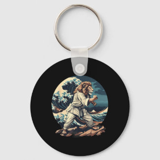 Kickboxing Lion Waves Taekwondo Jiu-Jitsu Mma Lion Keychain