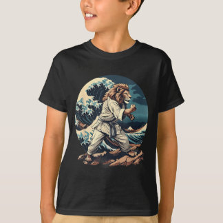 Kickboxing Lion Waves Taekwondo Jiu-Jitsu Mma Lion T-Shirt