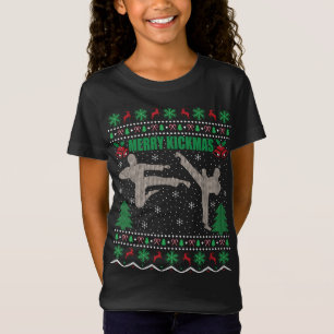 Kickboxing Lover Xmas Gift Ugly Merry Kickmas Chri T-Shirt
