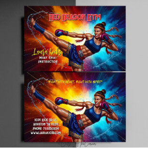 Kickboxing Martial Arts Muay Thai Instructor Business Card