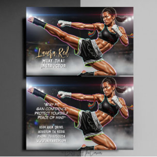 Kickboxing Martial Arts Muay Thai Instructor Business Card