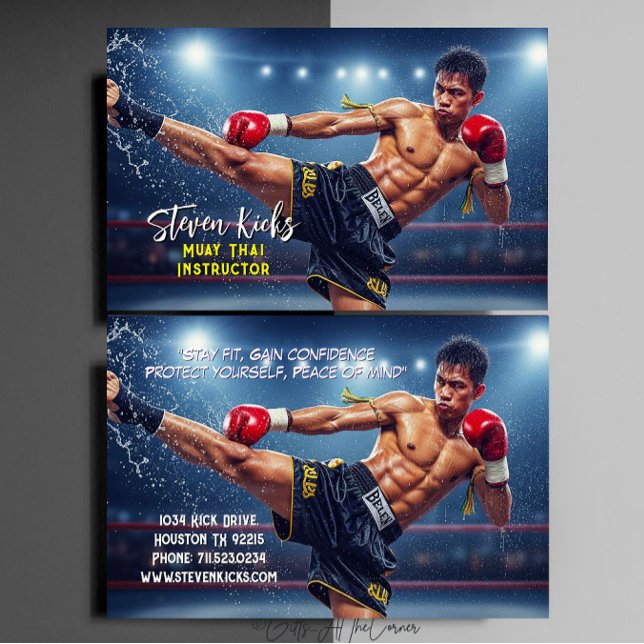 Kickboxing Martial Arts Muay Thai Instructor Business Card (Creator Uploaded)