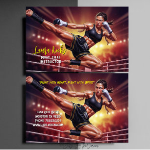 Kickboxing Martial Arts Muay Thai Instructor Business Card