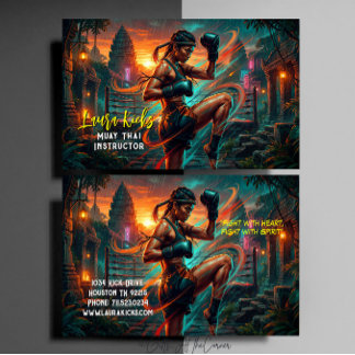 Kickboxing Martial Arts Muay Thai Instructor Business Card