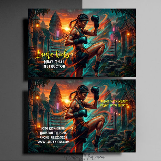 Kickboxing Martial Arts Muay Thai Instructor Business Card (Creator Uploaded)