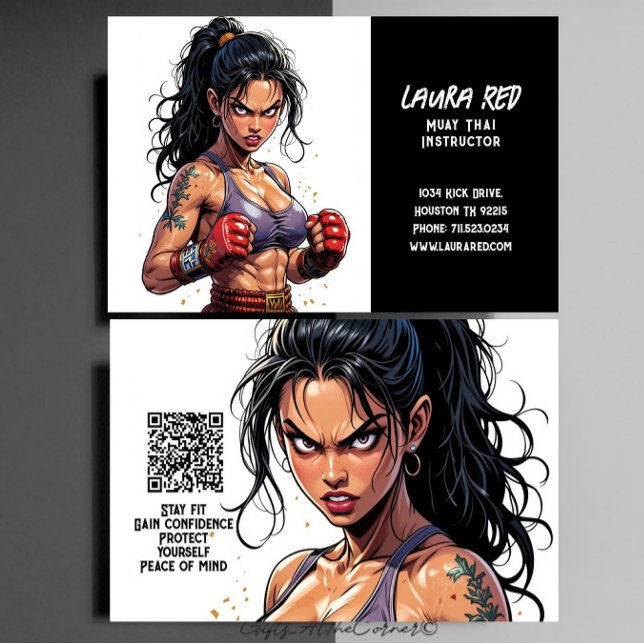 Kickboxing Martial Arts Muay Thai Instructor Business Card (Creator Uploaded)