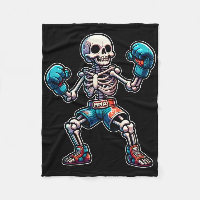 Kickboxing Skeleton Kickboxer Muay Thai Mma Fighte Fleece Blanket (Front)