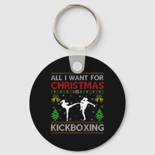 Kickboxing Sports Lover Santa Ugly Kickboxing Chri Keychain