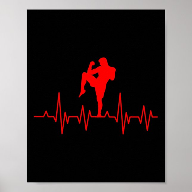 Kickboxing Thai Boxing Heartbeat Muay Thai  Poster (Front)