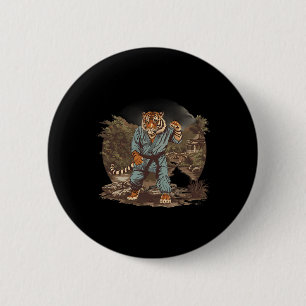 Kickboxing Tiger Pagoda Temple Martial Arts Karate Button