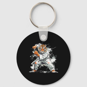 Kickboxing Tiger Watercolor Martial Arts Karate Ti Keychain