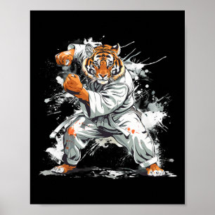 Kickboxing Tiger Watercolor Martial Arts Karate Ti Poster