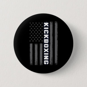 Kickboxing Usa American Flag Gift Martial Arts Spo Button
