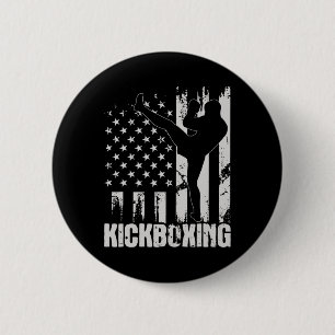 Kickboxing - Usa American Flag Kickboxer Combyt Se Button