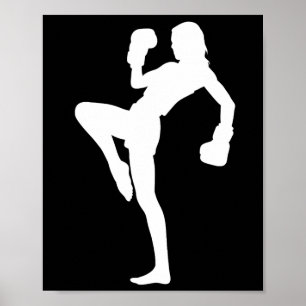 Kickboxing Women Is Striking Silhouette Design Is Poster