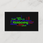 Kickboxing Word Cloud Bright on Black Business Card