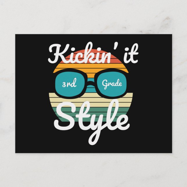 Kickin' It 3rd Grade Back To School Student Gift Postcard (Front)