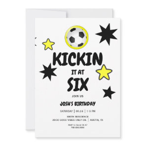 Kickin it at Six 6th Soccer Birthday Party Invitation