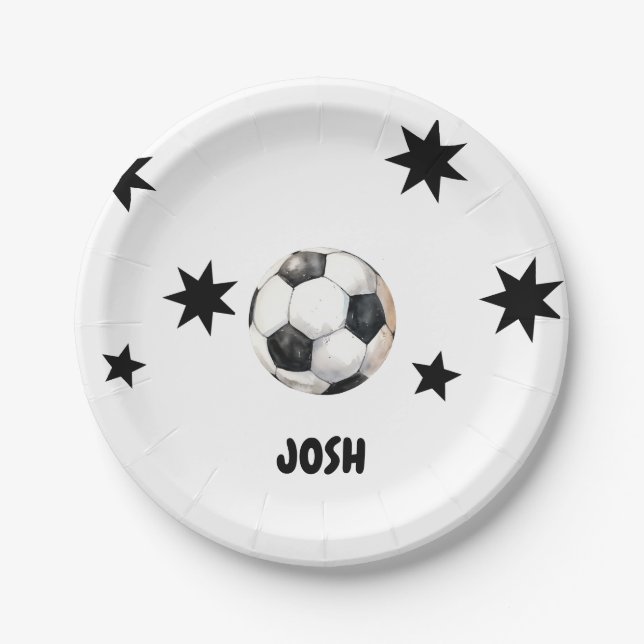 Kickin it at Six Soccer 6th Birthday Party Paper Plates (Front)