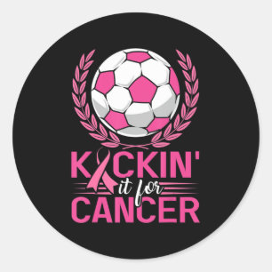 Kickin It for Cancer Soccer Pink Ribbon Breast Can Classic Round Sticker