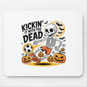 Kickin' It Halloween Skeleton Soccer Player Mouse Pad