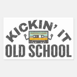 kickin' it old school rectangular sticker