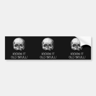 Kickin it Old Skull 3 in 1 Bumper Sticker