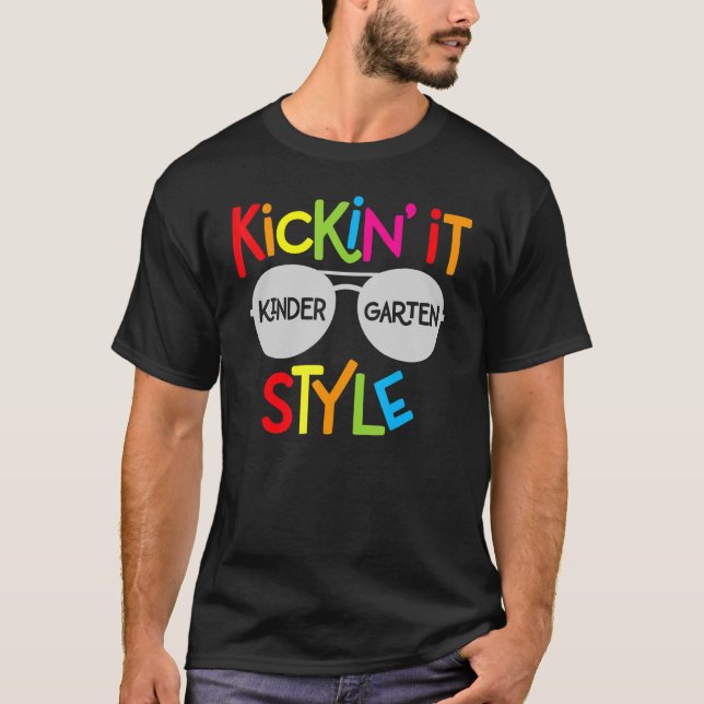 Kickin It Pre K Style Fun Kindergarten Kids Back T T-Shirt (Front)