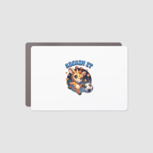 Kickin It Soccer Player Giraffe Ball Girls Boys An Car Magnet