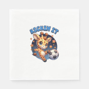 Kickin It Soccer Player Giraffe Ball Girls Boys An Napkins