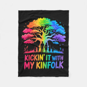 Kickin' It With My Kinfolk Funny Family Reunion Fleece Blanket