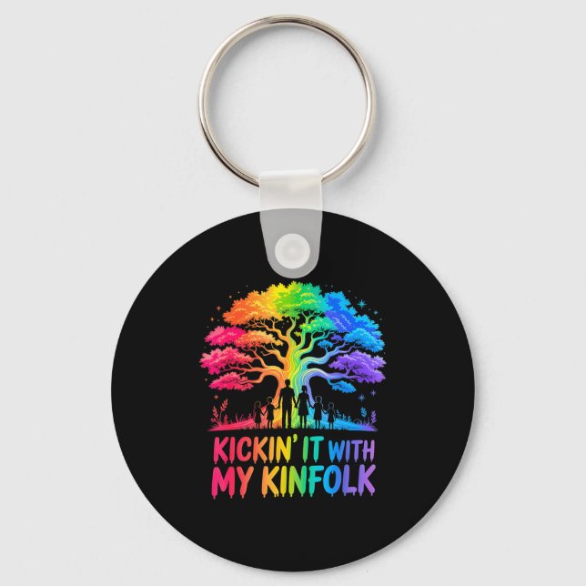 Kickin' It With My Kinfolk Funny Family Reunion  Keychain (Front)