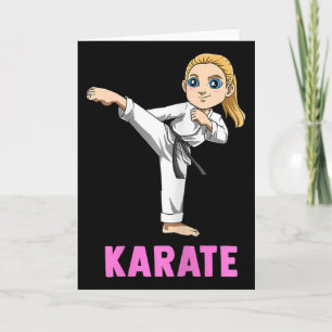 Kicking And Striking Kid - Cute Karate Girl  Card