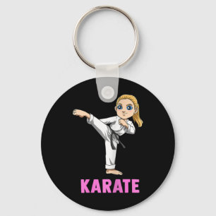 Kicking And Striking Kid - Cute Karate Girl Keychain