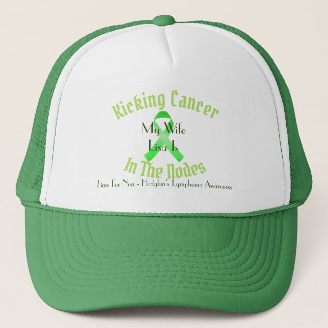 Kicking Cancer, Lymphoma Awareness - Customizable Trucker Hat (Front)
