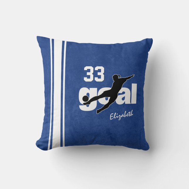 kicking for goal personalized women's soccer throw pillow (Front)