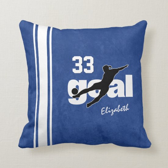 kicking for goal personalized women's soccer throw pillow