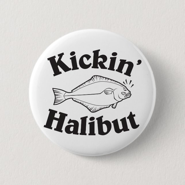Kicking Halibut Pinback Button (Front)