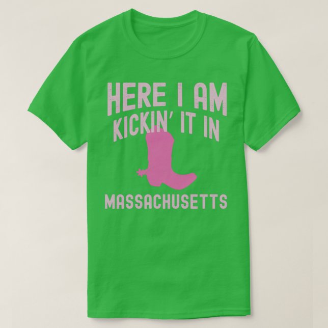 Kicking It In Massachusetts Cowgirl Western Rodeo  T-Shirt (Design Front)