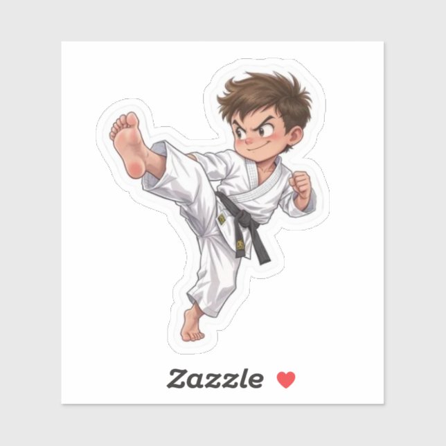 Kicking Karate Student Sticker (Sheet)