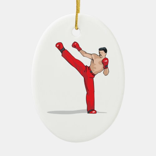 kicking kickboxer kickboxing graphic ceramic ornament