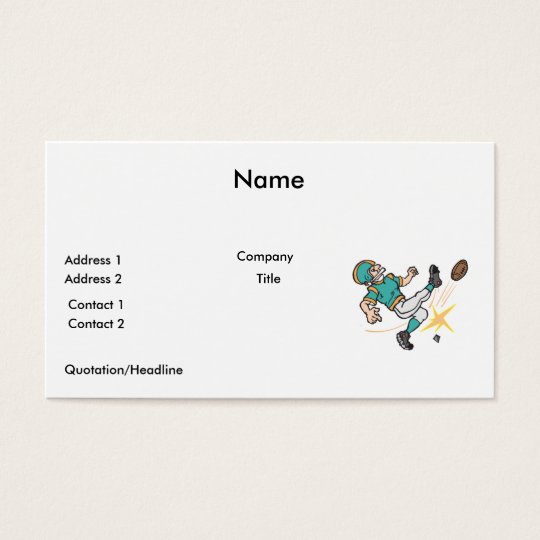kicking off football player business card