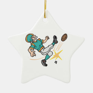 kicking off football player ceramic ornament